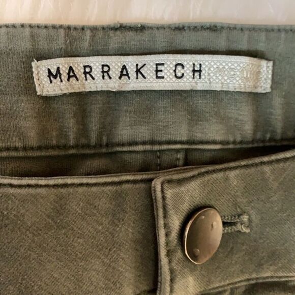 Anthropologie Marrakech Olive Green Ankle Side Slit Pants - Picture 4 of 11
